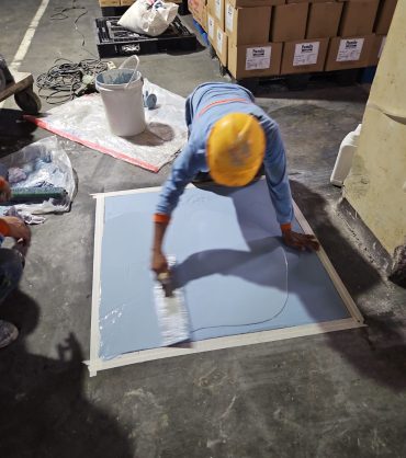 mockup flooring di beton dan keramik