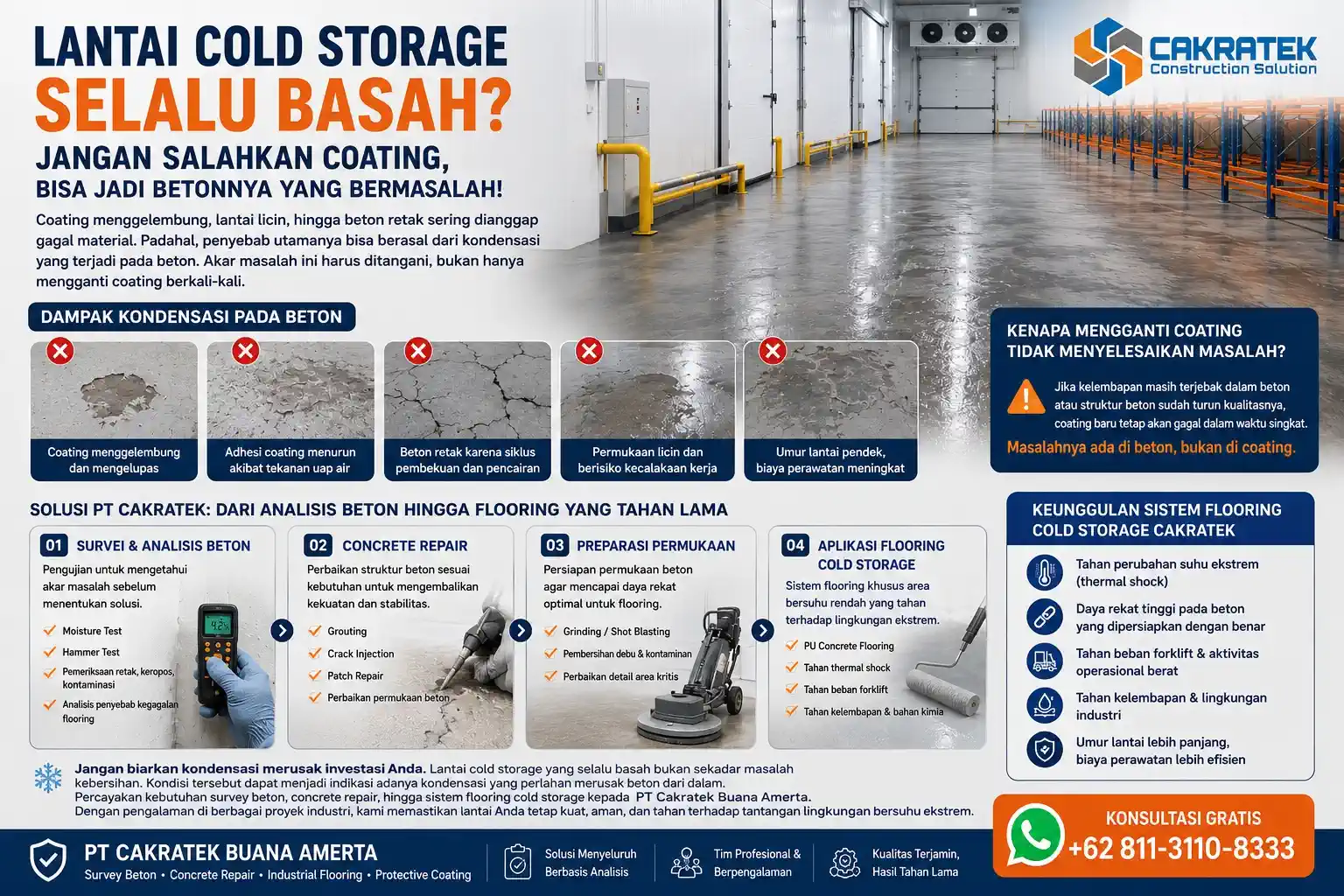lantai cold storage basah