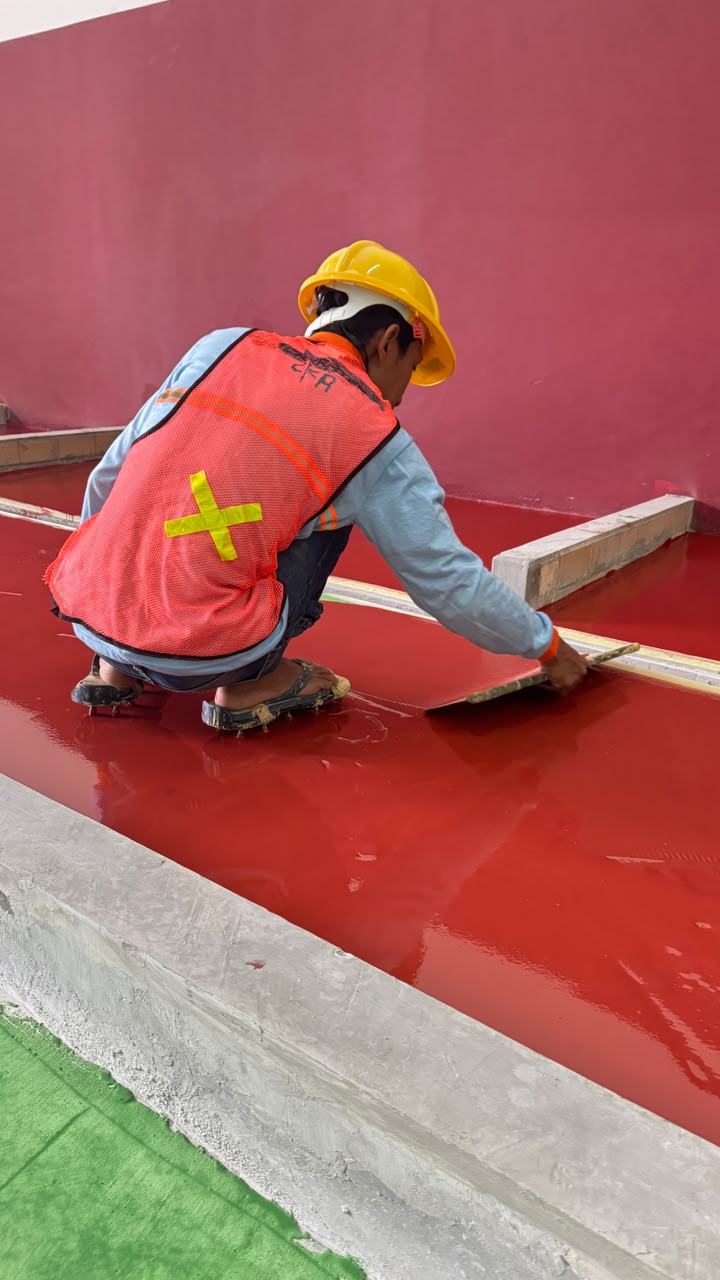 Aplikasi epoxy flooring untuk chemical storage oleh PT Cakratek Buana Amerta