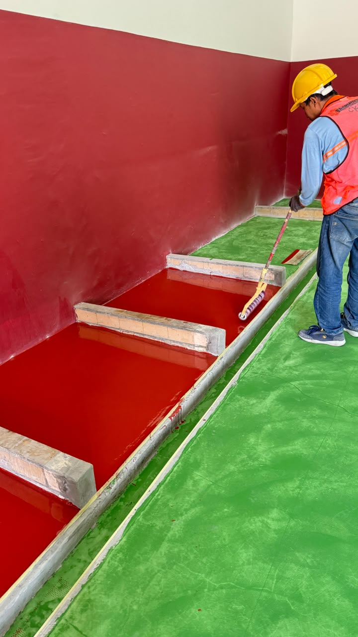 Pengerjaan sistem epoxy coating lantai chemical storage