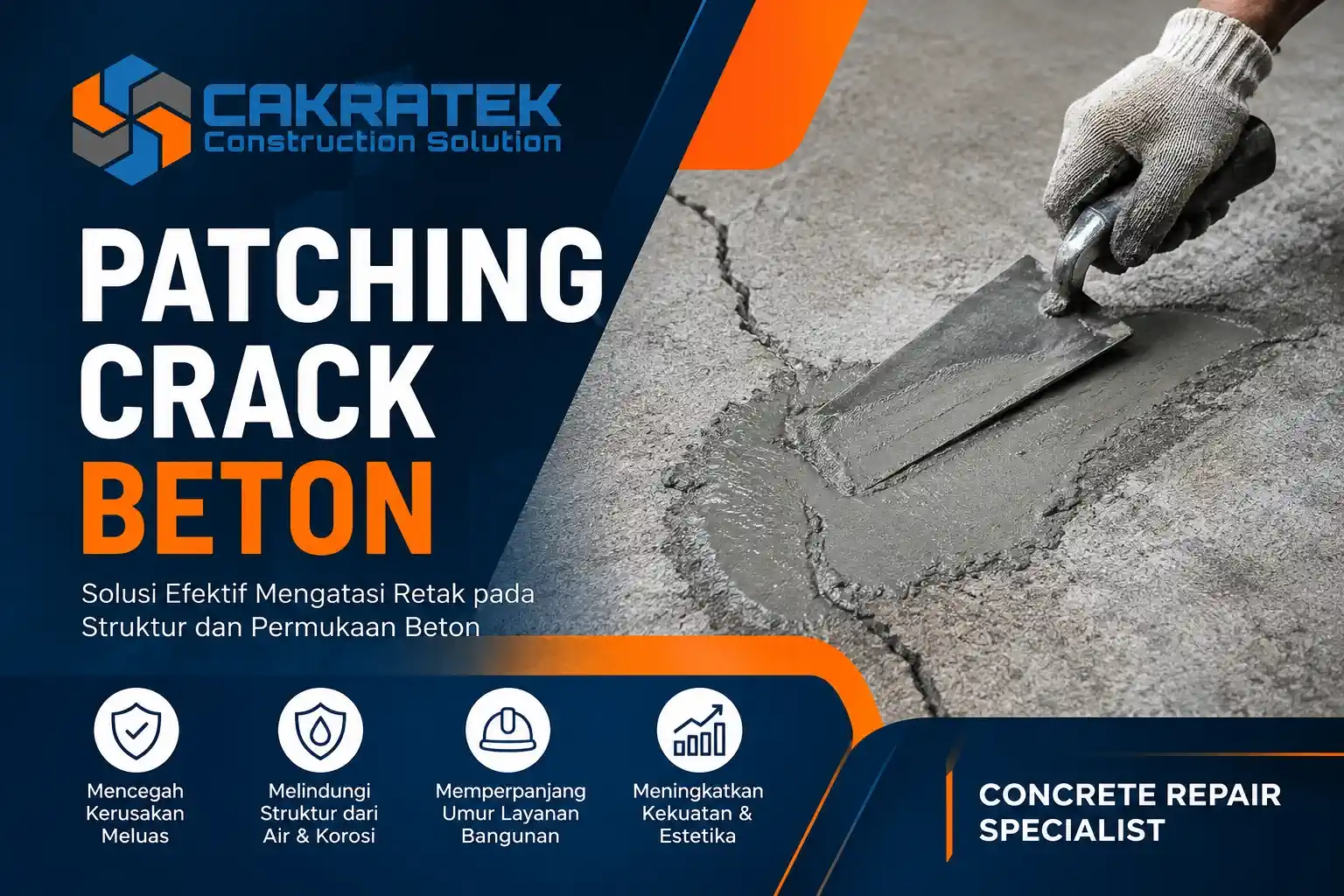 patching crack beton